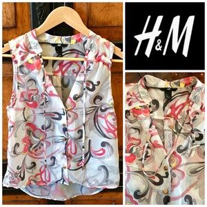 H&M sheer floral sleeveless tank shirt